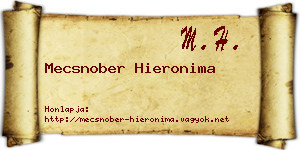 Mecsnober Hieronima névjegykártya